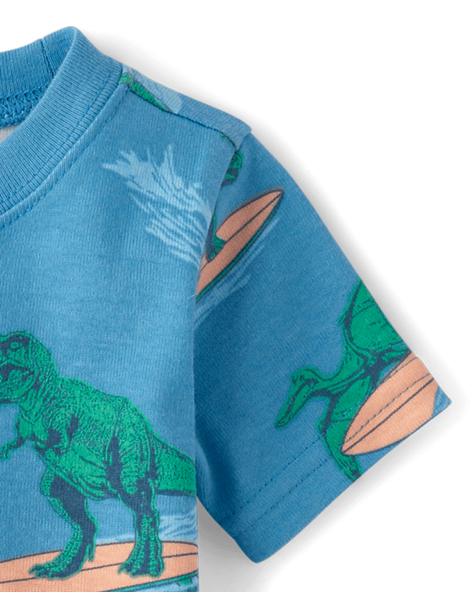 Baby And Toddler Boys Surfing Dino Snug Fit Cotton Pajamas
