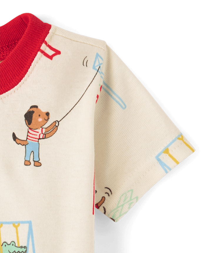 Baby And Toddler Short Sleeve Animal Playground Snug Fit Cotton Pajamas