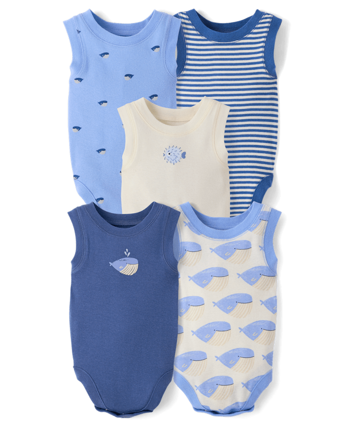 Baby Boys Whale Bodysuit 5-Pack