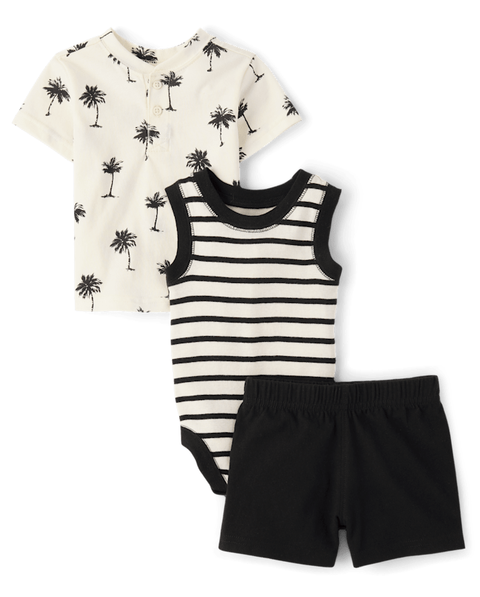 Baby Boys Palm Tree 3-Piece Playwear Set