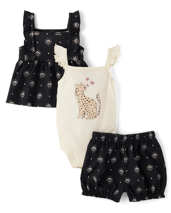 Baby Girls Leopard 3-Piece Playwear Set