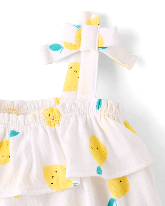Baby Girls Lemon Tie Shoulder Romper