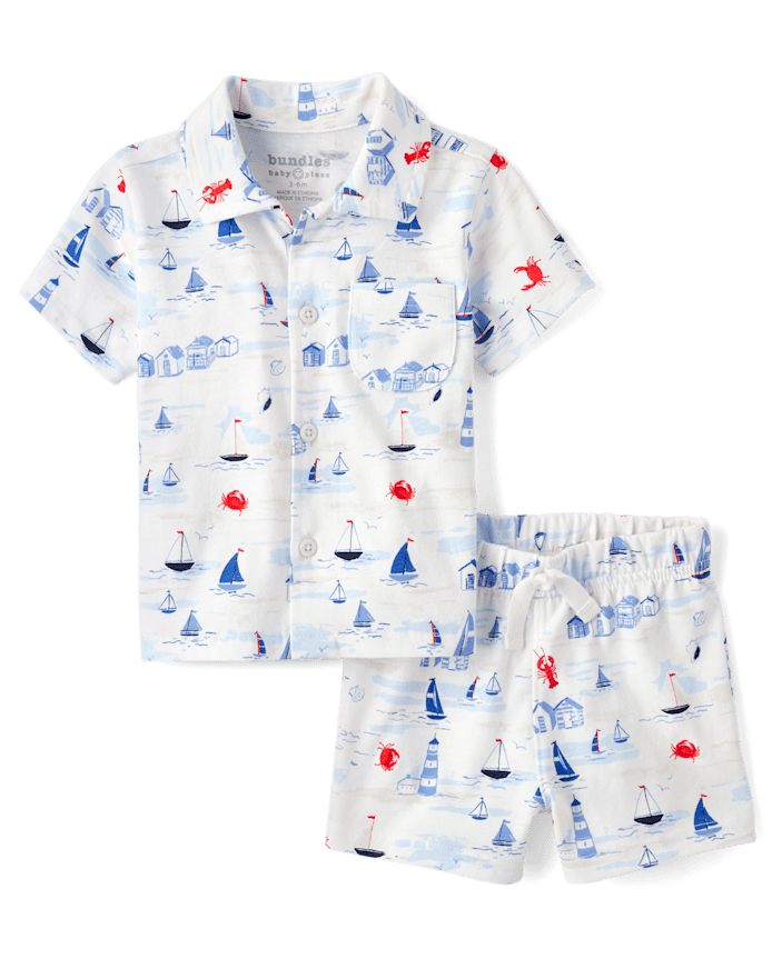Baby Boys Dad And Me Coastal 2-Piece Outfit Set