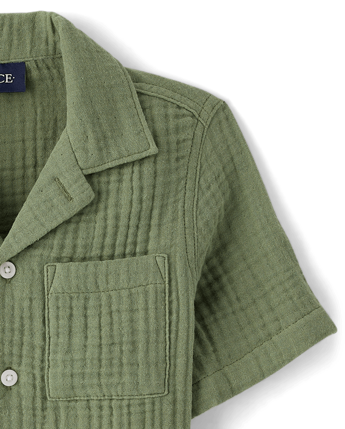 Boys Gauze Button Up Shirt