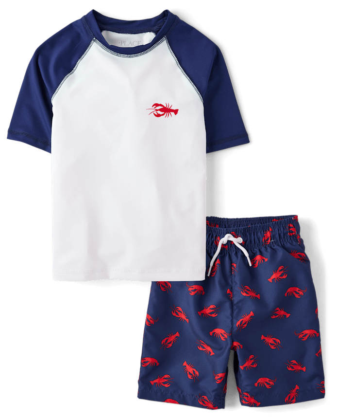 Boys Lobster Rashguard Swimsuit
