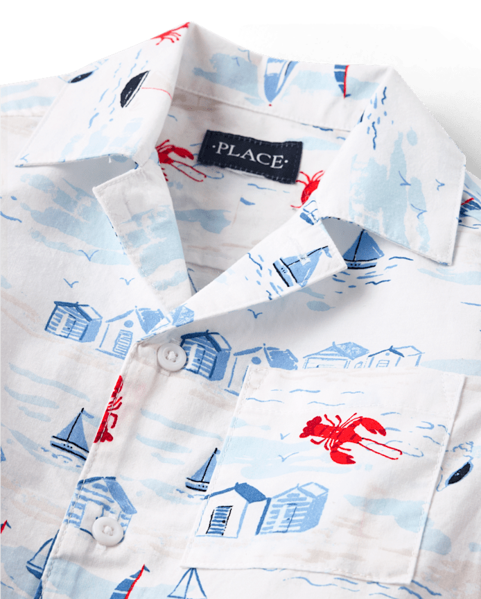 Boys Dad And Me Coastal Poplin Button Up Shirt