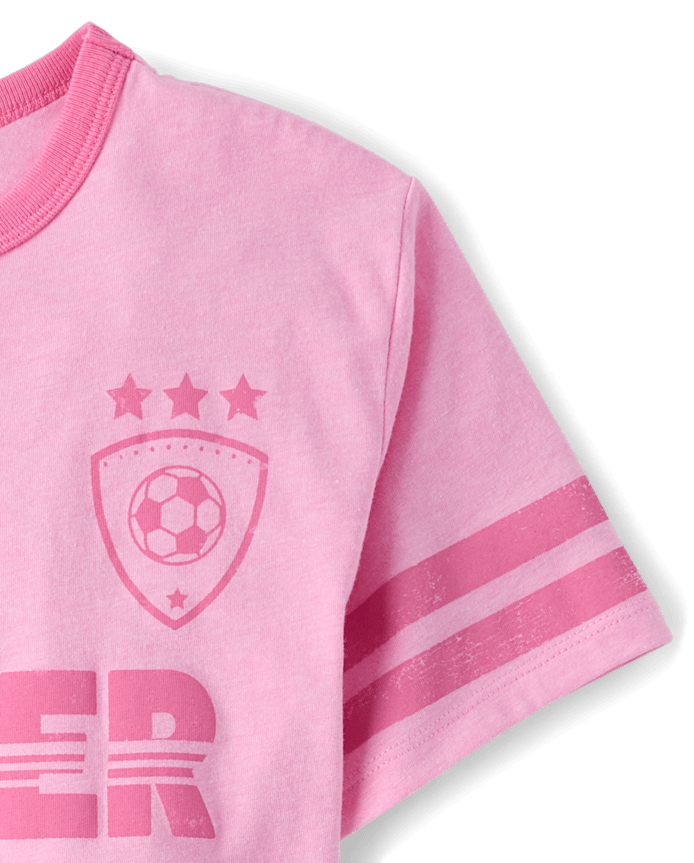 Girls Soccer Relaxed Graphic Ringer Tee