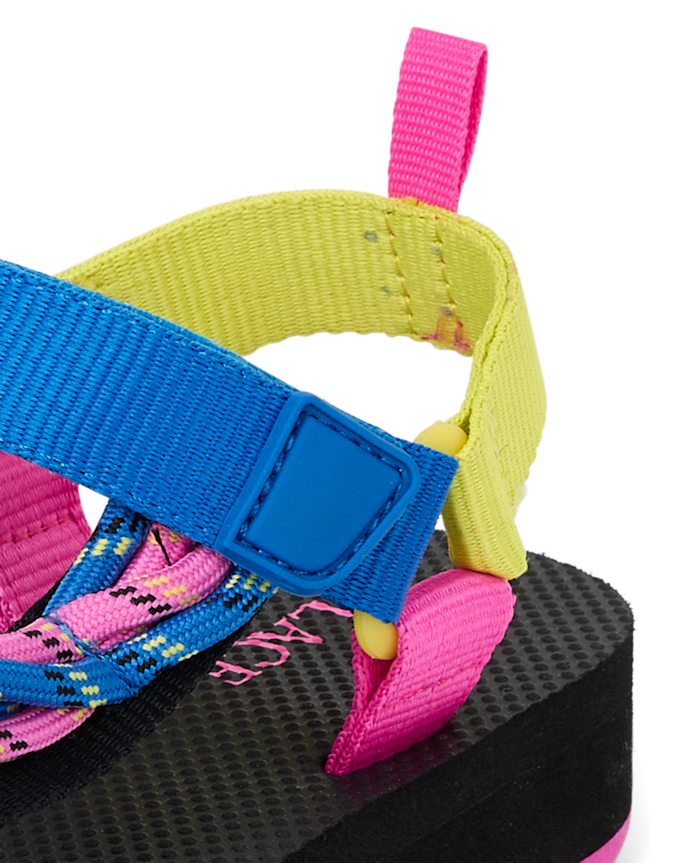 Girls Colorblock Cord Webbed Platform Sandals