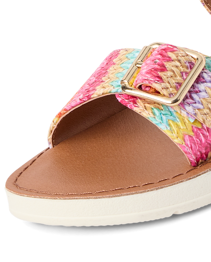 Girls Raffia Buckle Sandals