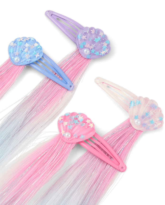 Girls Seashell Hair Extension Hair Clip 4-Pack