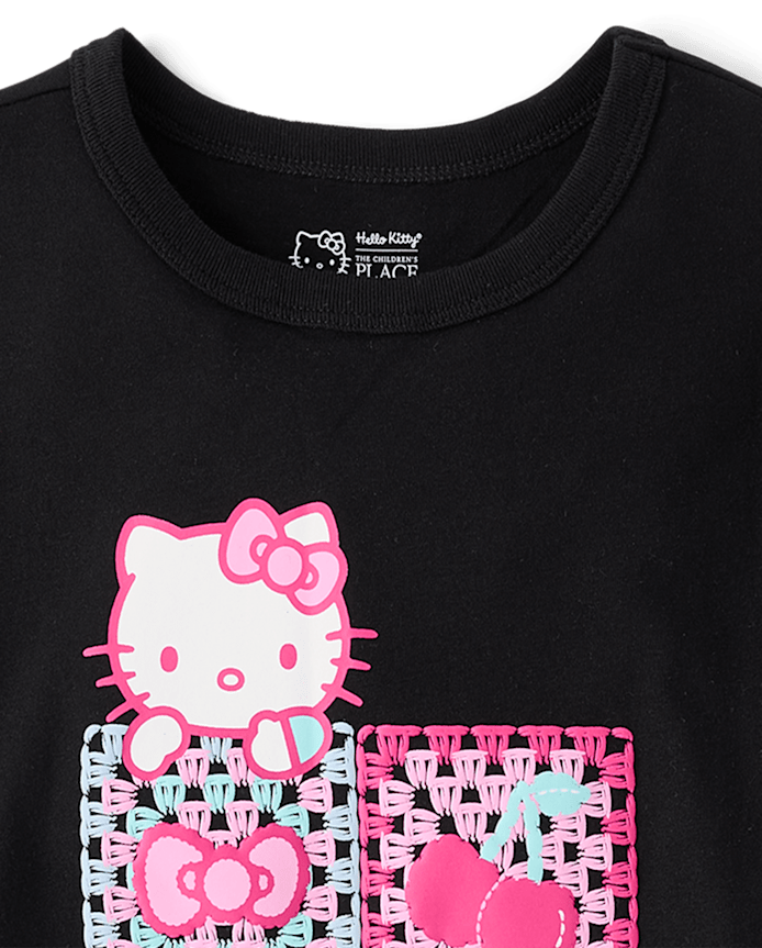 Girls Hello Kitty® Puff Print Crochet Relaxed Graphic Tee