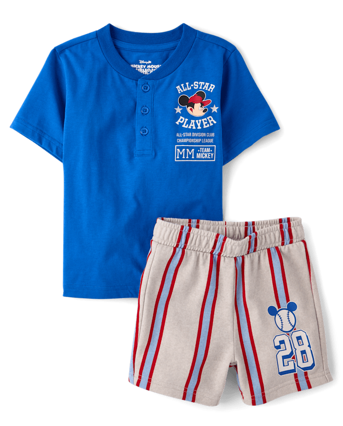 Toddler Boys Mickey Mouse™ Baseball 2-Piece Outfit Set