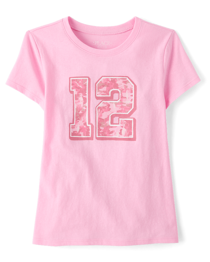 Girls Camo 12 Graphic Tee