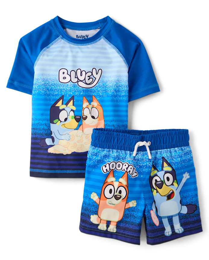 Toddler Boys Bluey™ Rashguard 2-Piece Swimsuit
