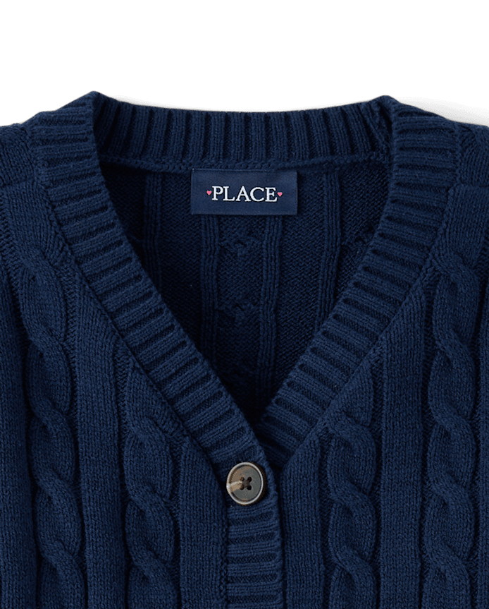 Girls Cable Knit Cardigan