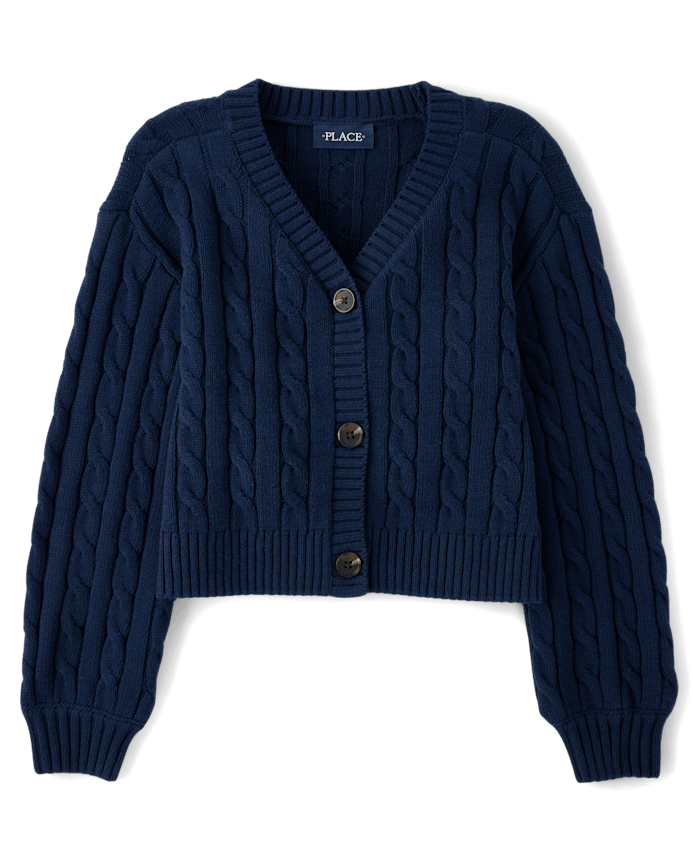 Girls Cable Knit Cardigan