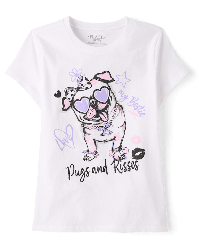 T-shirt graphique pour filles avec un chien