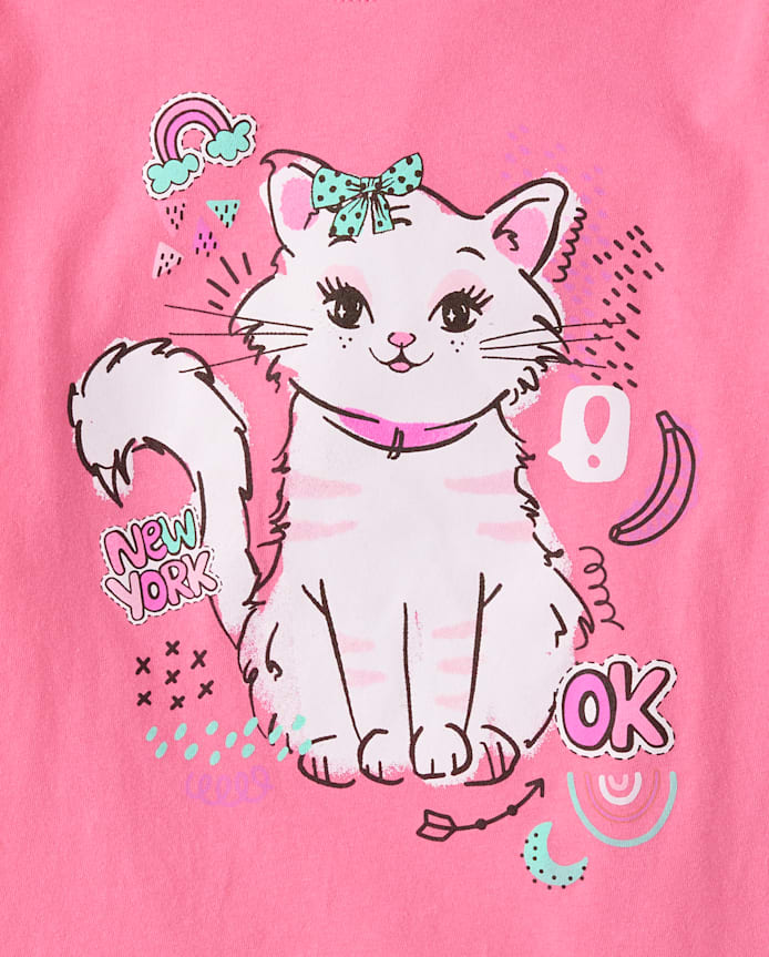 Girls Cat Graphic Tee
