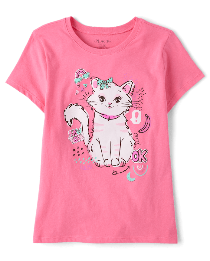 Girls Cat Graphic Tee