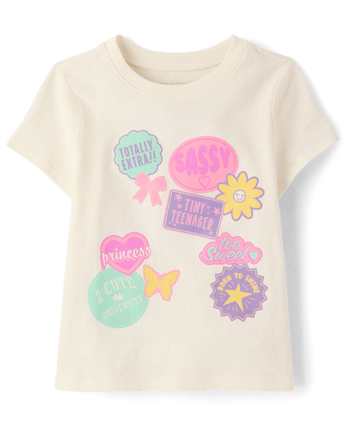 T-shirt graphique à motifs de timbres pour bébés et petites filles