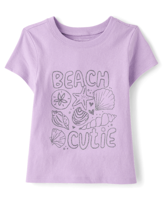 Baby And Toddler Girls Beach Day Graphic Tee