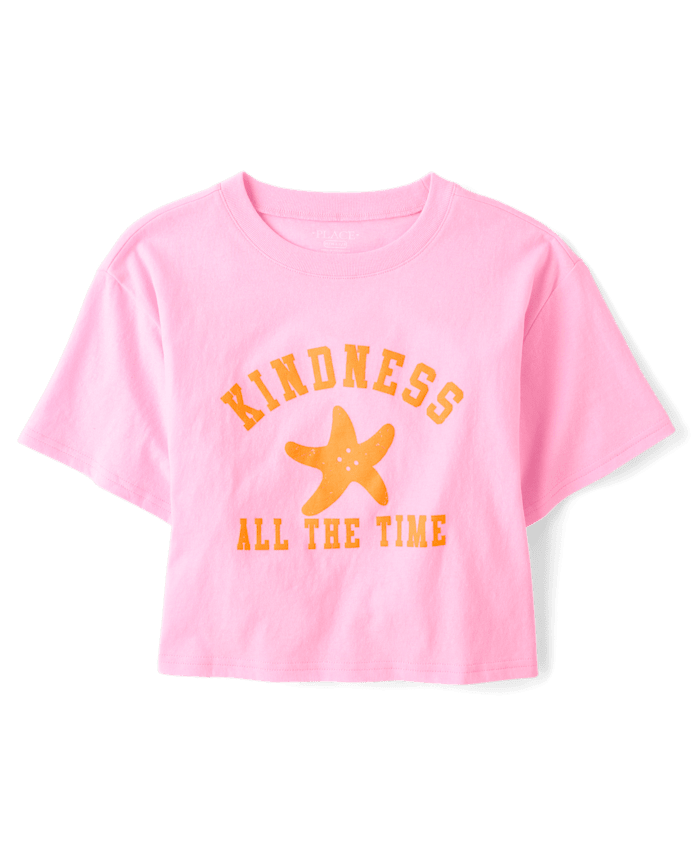 Girls Kindness Relaxed Cropped Graphic Tee