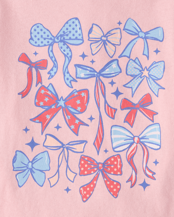 Baby And Toddler Girls Americana Bows Graphic Tee