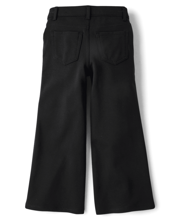 Girls Uniform Ponte Knit Pull On Wide Leg Pants