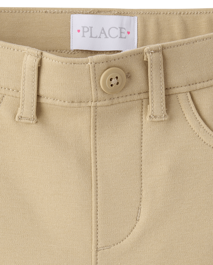 Girls Uniform Ponte Knit Pull On Wide Leg Pants