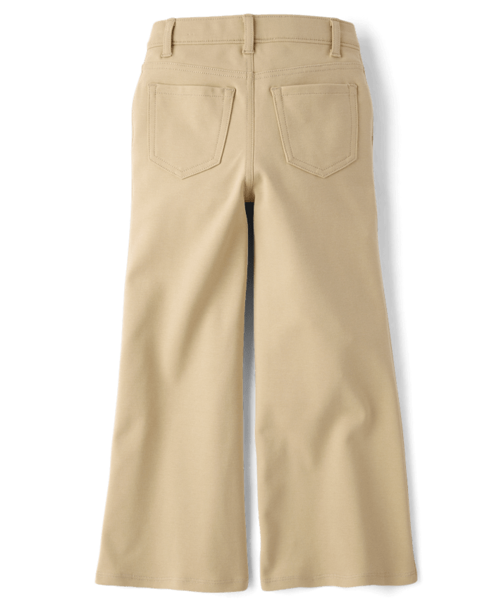 Girls Uniform Ponte Knit Pull On Wide Leg Pants