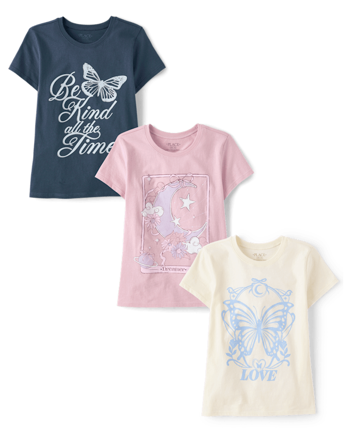 Girls Positive Words Graphic Tee 3-Pack