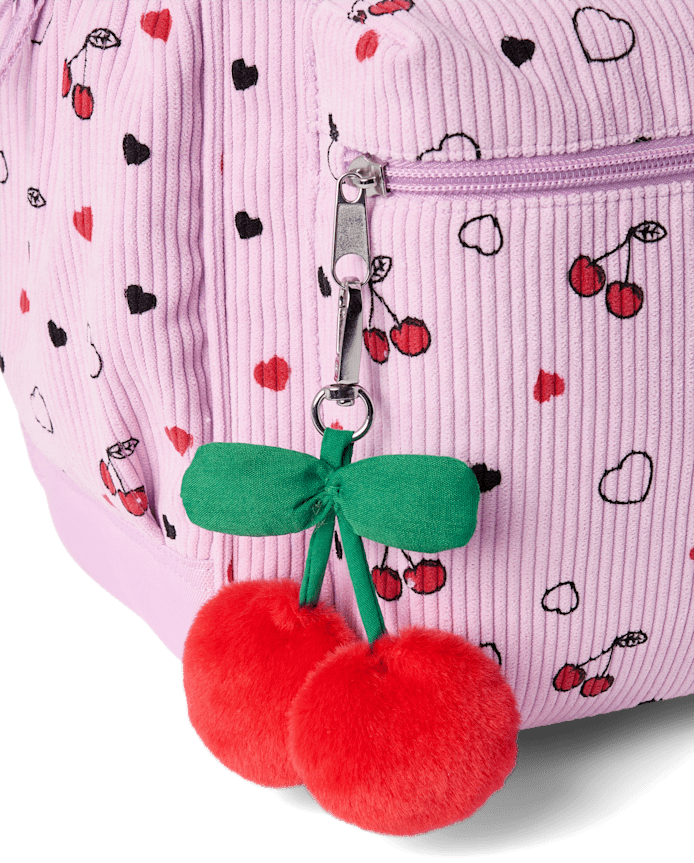 Sac à dos en velours côtelé à cerises pour filles