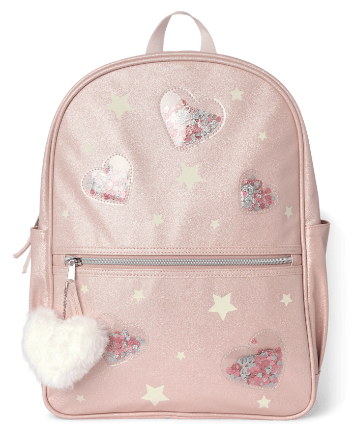 Girls Shimmer Shakey Heart Backpack