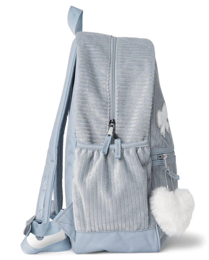 Girls Embroidered Heart Corduroy Backpack