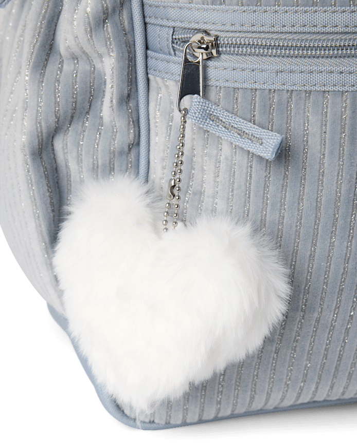 Girls Embroidered Heart Corduroy Backpack