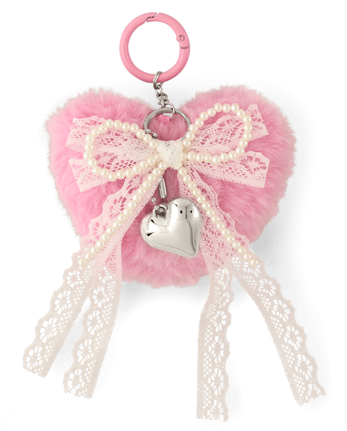 Girls Heart Plush Bag Charm