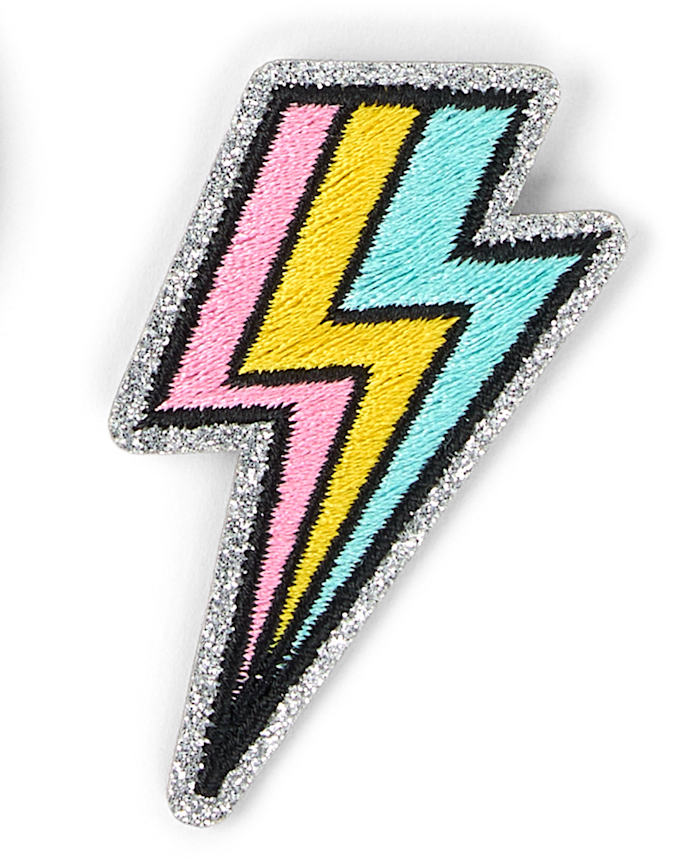 Girls Embroidered Lightning Bolt Patch 4-Pack