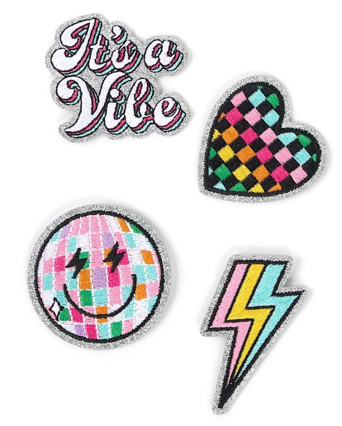 Girls Embroidered Lightning Bolt Patch 4-Pack