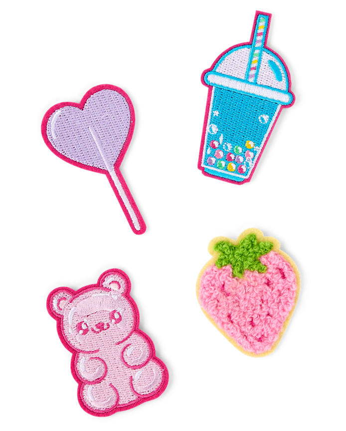 Girls Embroidered Food Patch 4-Pack