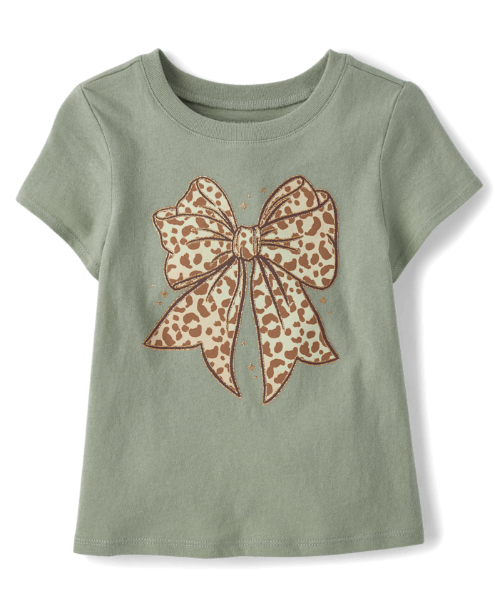 Baby And Toddler Girls Leopard Bow Graphic Tee