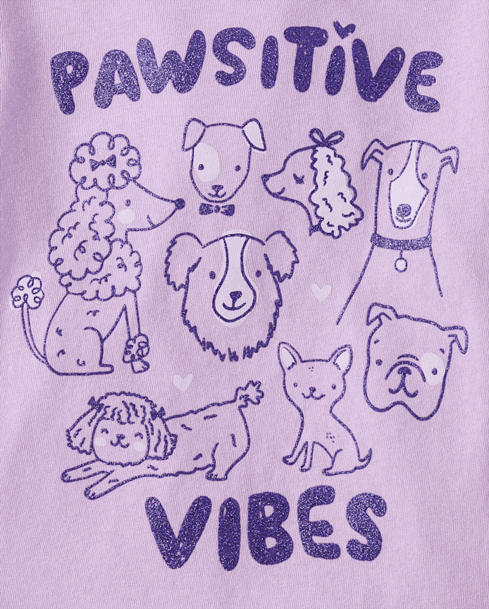 Baby And Toddler Girls Pawsitive Vibes Graphic Tee