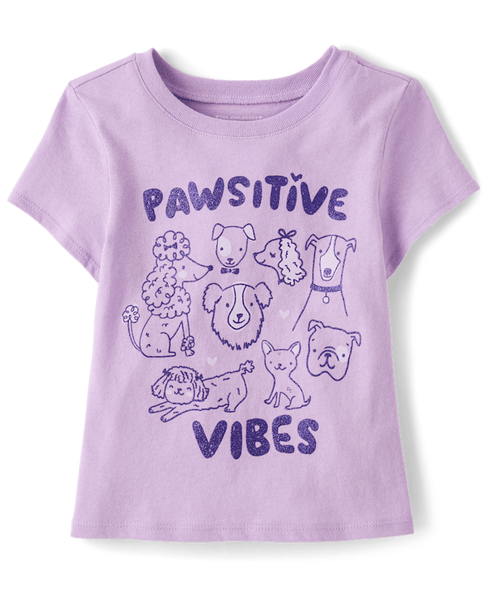 Baby And Toddler Girls Pawsitive Vibes Graphic Tee