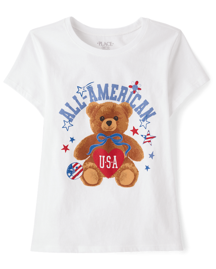 Girls Americana Bear Graphic Tee