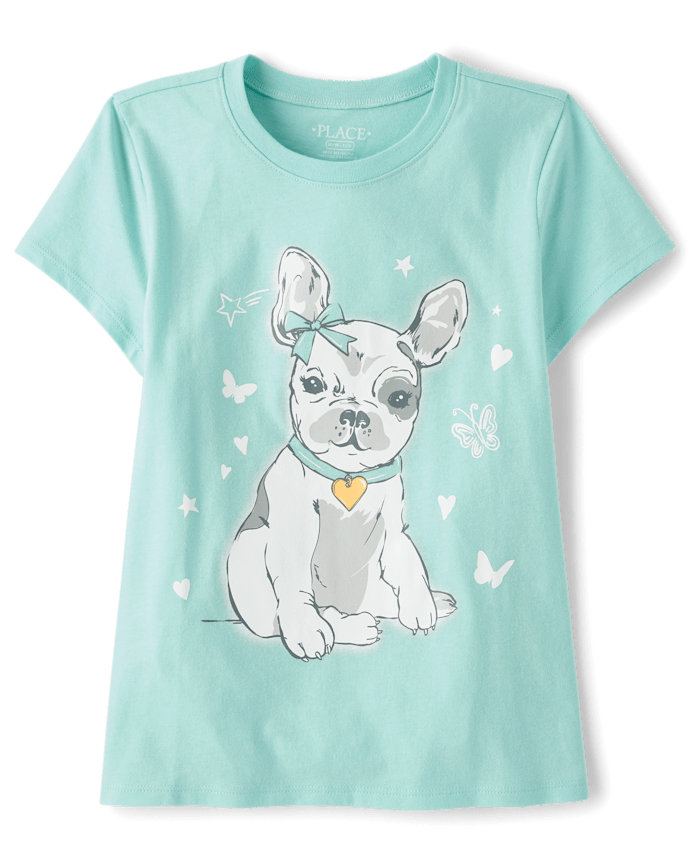 Girls Dog Butterfly Graphic Tee