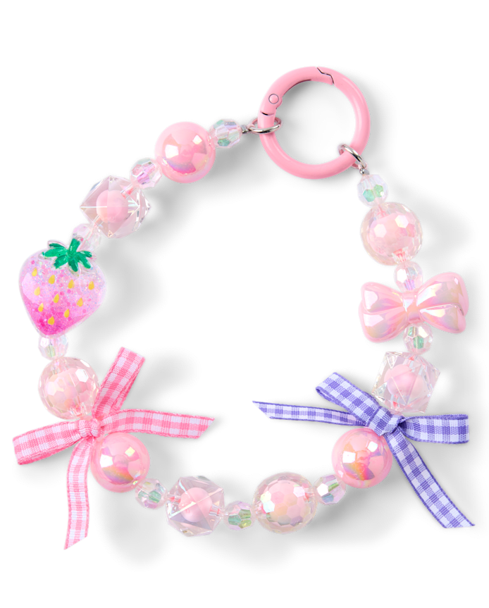Girls Strawberry Beaded Bag Charm
