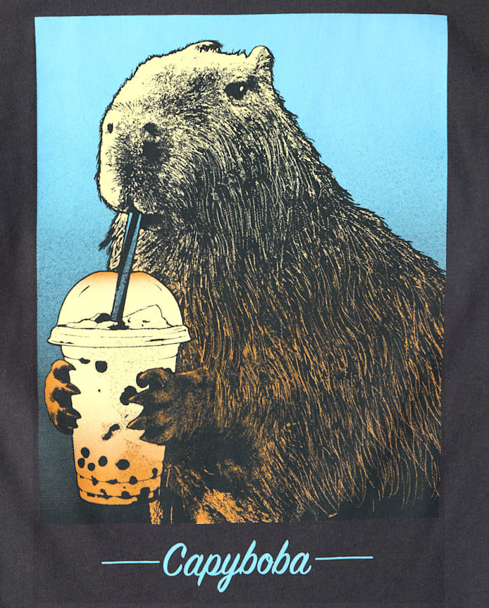 Boys Capybara Drink Graphic Tee