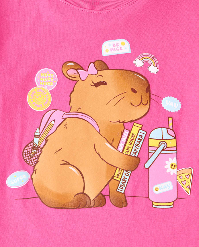 Girls School Capybara Graphic Tee
