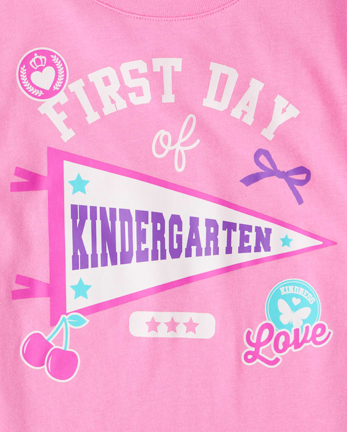 Girls School First Day Of Kindergarten Graphic Tee
