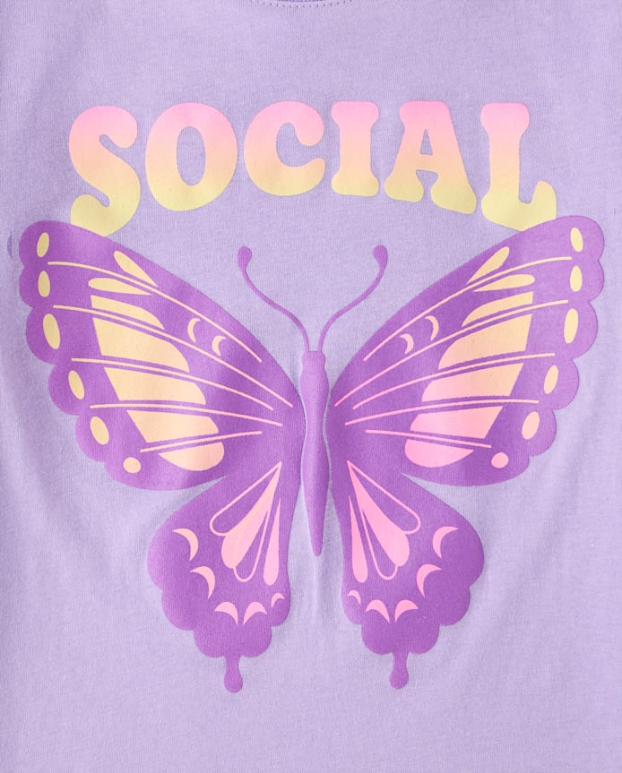 Girls Social Butterfly Graphic Tee