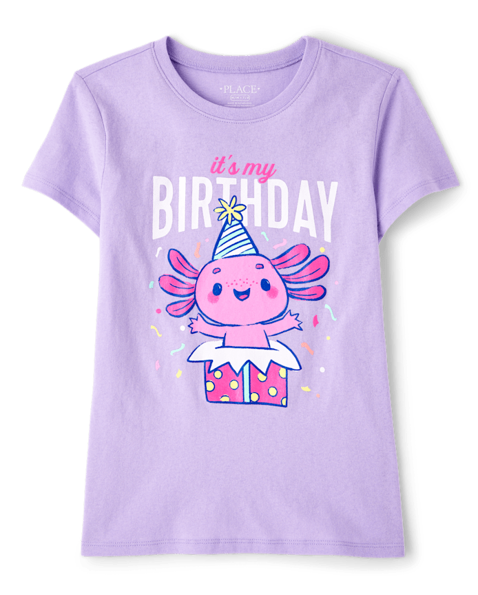 Girls Birthday Axolotl Graphic Tee